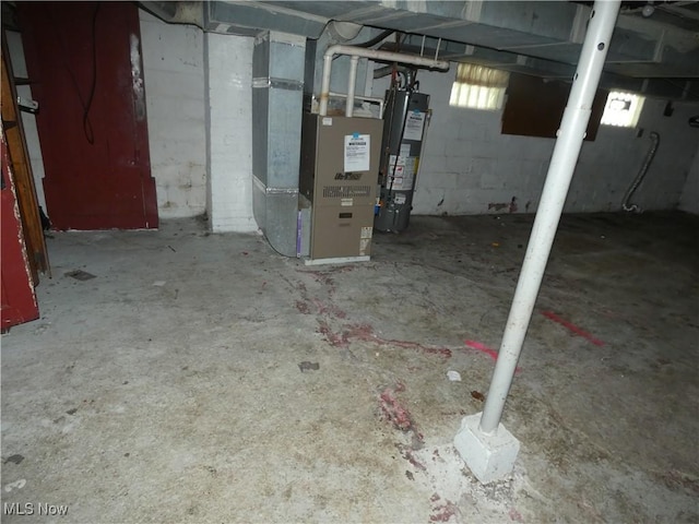 1020 Virginia St, Martins Ferry, OH 43935 - basement with water heater and heating unit