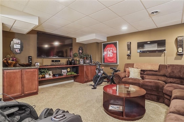 8550 Ivy Hill Dr Unit 16, Poland, OH 44514 - living room featuring a paneled ceiling and carpet