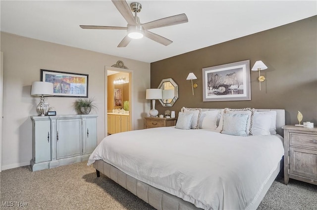 8550 Ivy Hill Dr Unit 16, Poland, OH 44514 - carpeted bedroom with ensuite bathroom and a ceiling fan