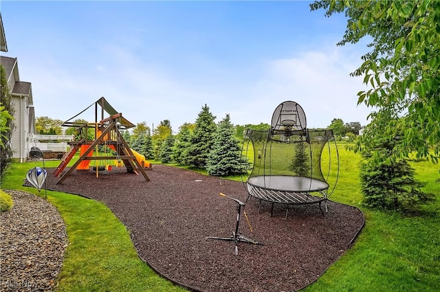 8550 Ivy Hill Dr Unit 16, Poland, OH 44514 - view of playground with a trampoline and a lawn