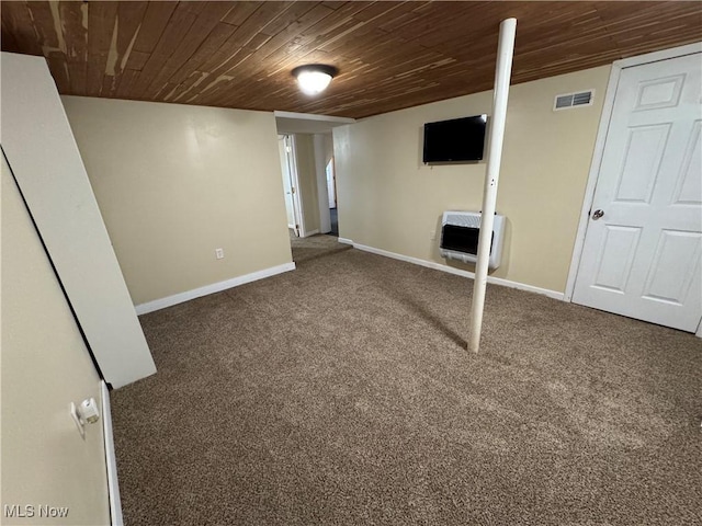 208 Walton Ave, Barnesville, OH 43713 - finished basement featuring heating unit, wooden ceiling, carpet, and baseboards