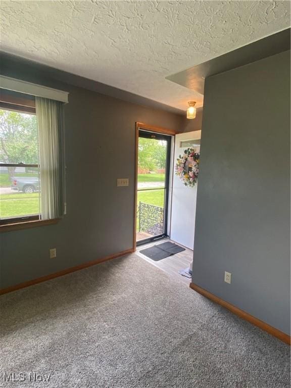 1414 W 40th St, Lorain, OH 44053 - entryway with a textured ceiling, carpet flooring, and baseboards