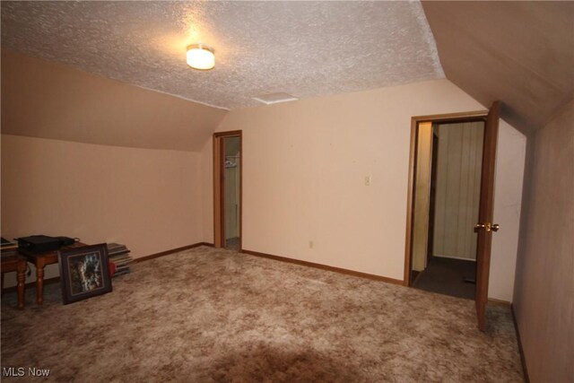 14201 Kauffman Ave, Sterling, OH 44276 - bonus room with vaulted ceiling, a textured ceiling, carpet floors, and baseboards