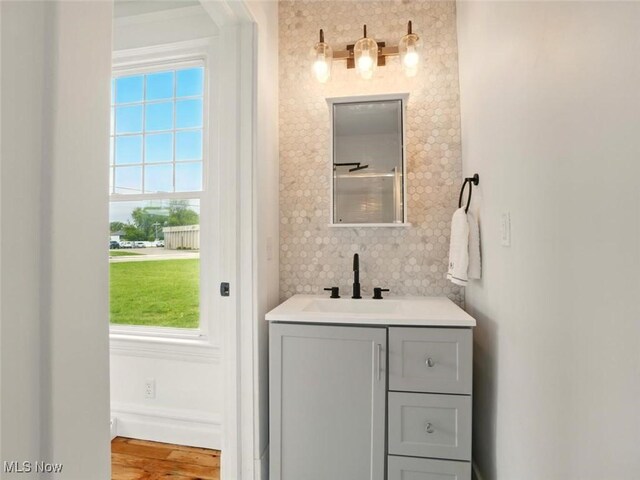 1433 W 4th St, Ashtabula, OH 44004 - bathroom featuring vanity and wood finished floors