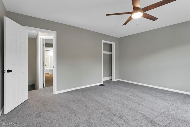 1664 Linden Ave, South Zanesville, OH 43701 - unfurnished bedroom with carpet floors, baseboards, and ceiling fan