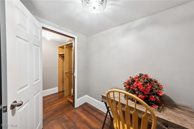 6813 W Clinton Ave, Cleveland, OH 44102 - hallway with baseboards and dark wood-type flooring