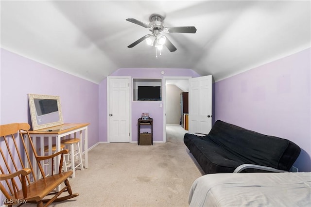 380 E 328th St, Willowick, OH 44095 - living area featuring lofted ceiling, light colored carpet, a ceiling fan, and baseboards