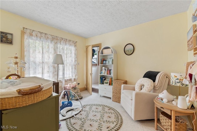 794 Ranney St, Akron, OH 44310 - living area featuring light carpet and a textured ceiling