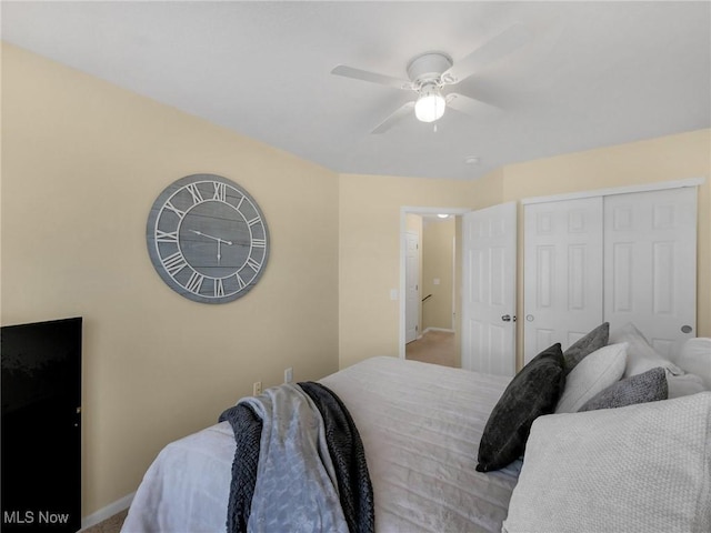 6010 Turnwood Dr, Westerville, OH 43081 - carpeted bedroom featuring baseboards, a ceiling fan, and a closet