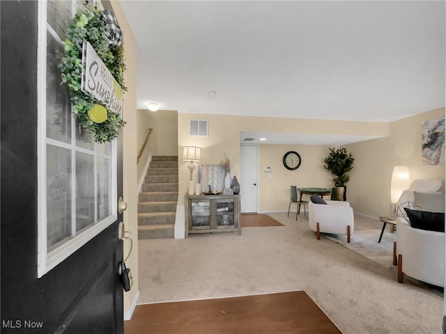 6010 Turnwood Dr, Westerville, OH 43081 - entrance foyer with stairway, carpet, and baseboards