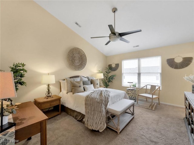 6010 Turnwood Dr, Westerville, OH 43081 - bedroom with light carpet, lofted ceiling, a ceiling fan, and baseboards