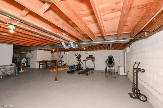 12115 Fowlers Mill Rd, Chardon, OH 44024 - unfinished below grade area featuring concrete block wall