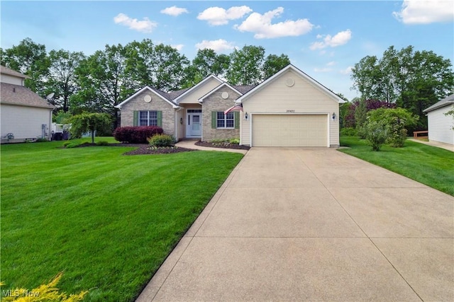 28420 Glen Hollow Ln, Olmsted Falls, OH 44138 - view of front of property with an attached garage, a front yard, and concrete driveway