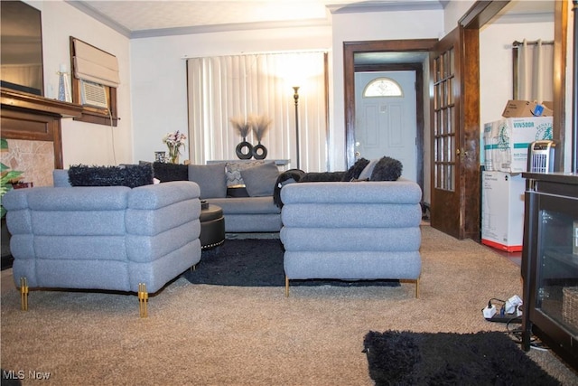 3308 Cedarbrook Rd, Cleveland Heights, OH 44118 - living area featuring carpet flooring, crown molding, and french doors