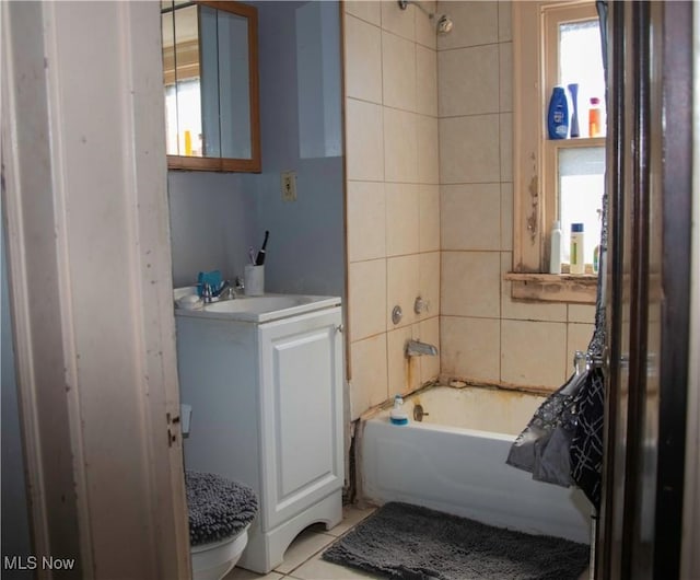3308 Cedarbrook Rd, Cleveland Heights, OH 44118 - bathroom with vanity, tile patterned flooring, and shower / tub combination
