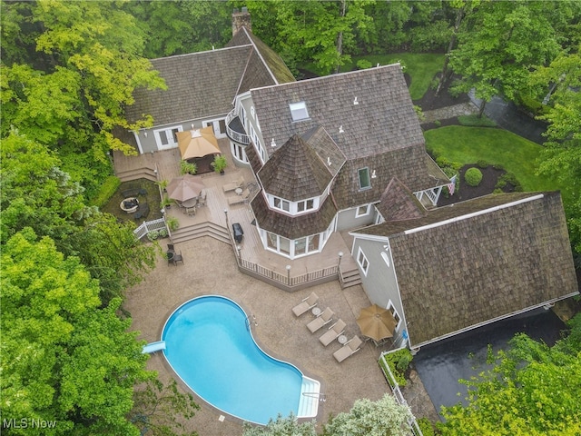 5360 Som Center Rd, Solon, OH 44139 - view from above of property featuring a pool area