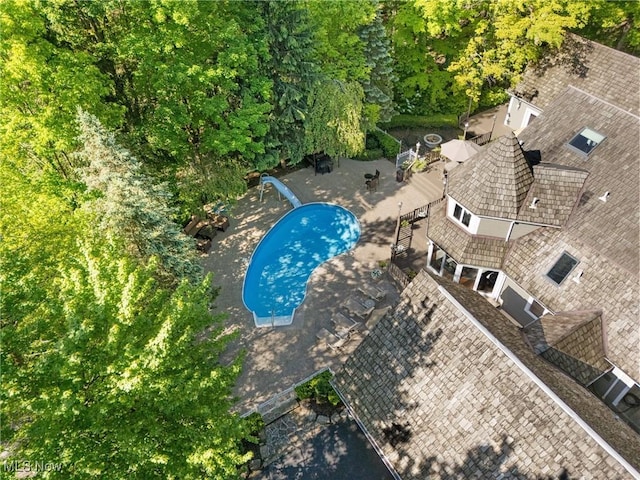 5360 Som Center Rd, Solon, OH 44139 - view from above of property featuring a pool