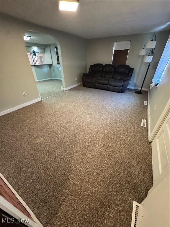 4940 State Route 26, Marietta, OH 45750 - carpeted living room featuring arched walkways and baseboards