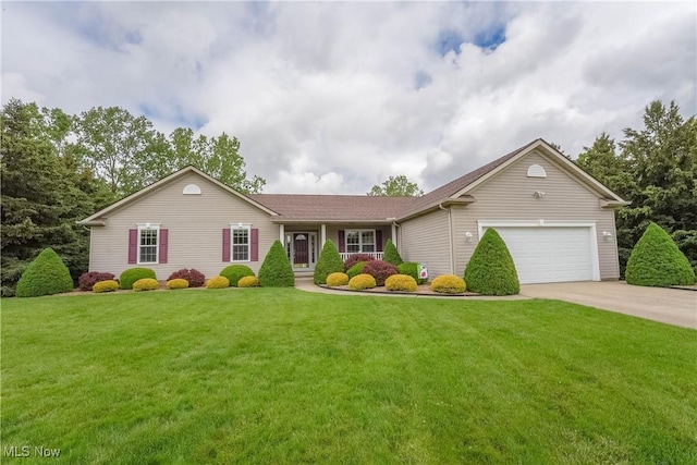 6951 Bunbury Ln, Concord, OH 44077 - ranch-style home featuring an attached garage, concrete driveway, a front lawn, and roof with shingles