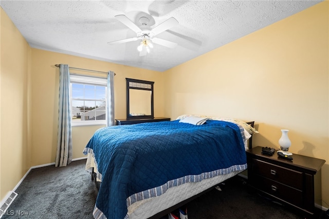 6874 Stratford Cir Unit D, Mentor, OH 44060 - bedroom with carpet floors, baseboards, ceiling fan, and a textured ceiling