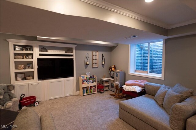10957 Mogadore Ave NW, Uniontown, OH 44685 - living room with crown molding and carpet