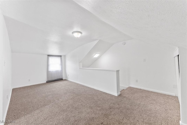 703 Annapolis Ave, Akron, OH 44310 - additional living space with carpet, vaulted ceiling, a textured ceiling, and baseboards