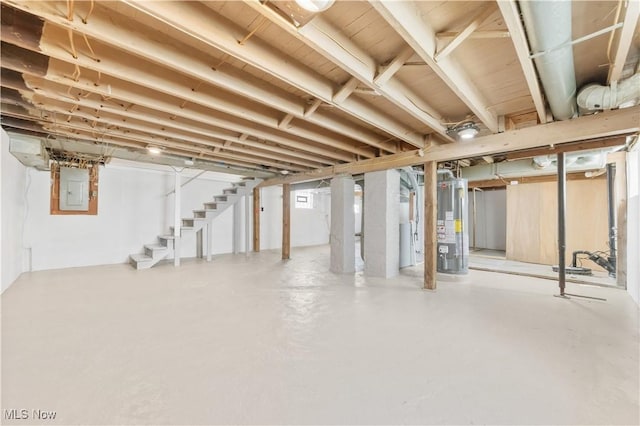 703 Annapolis Ave, Akron, OH 44310 - below grade area featuring electric panel, stairway, and water heater