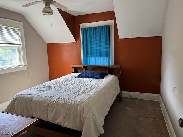 324 The Brooklands, Akron, OH 44305 - bedroom with lofted ceiling, carpet, baseboards, and ceiling fan