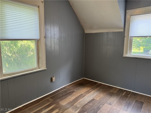 324 The Brooklands, Akron, OH 44305 - bonus room featuring dark wood-style flooring, lofted ceiling, and wooden walls