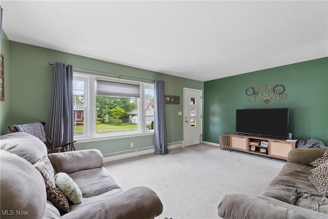 174 Woolf Ave, Akron, OH 44312 - carpeted living area featuring baseboard heating and baseboards