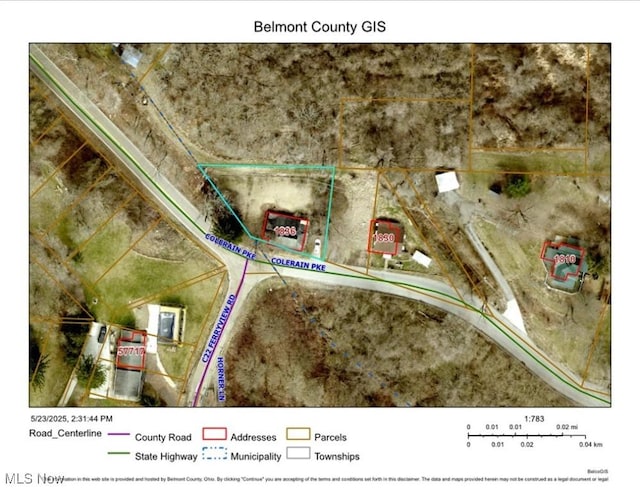 1836 Colerain Pike, Martins Ferry, OH 43935 - aerial view of property's location with property boundaries highlighted