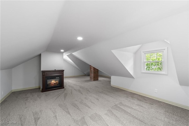 16209 Westdale Ave, Cleveland, OH 44135 - bonus room with carpet, vaulted ceiling, recessed lighting, baseboards, and a glass covered fireplace