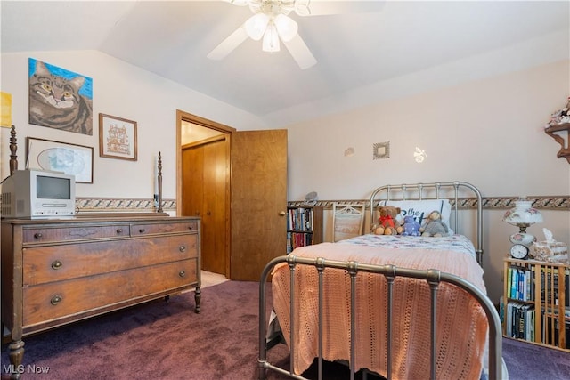 3645 Glen Eagles Blvd, Green, OH 44685 - bedroom featuring lofted ceiling, dark colored carpet, and ceiling fan