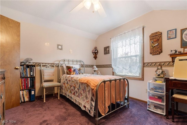 3645 Glen Eagles Blvd, Green, OH 44685 - carpeted bedroom with lofted ceiling and a ceiling fan