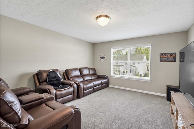 4527 Cupola Dr, Lorain, OH 44053 - living room with carpet, baseboards, and a textured ceiling