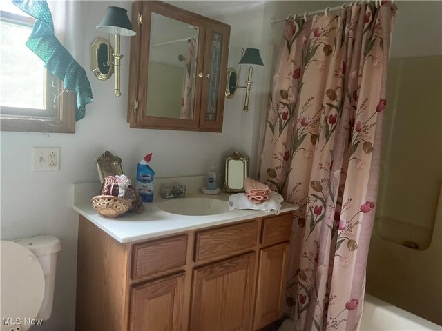 9439 Williams Rd, Diamond, OH 44412 - bathroom featuring vanity, toilet, and shower / bath combo