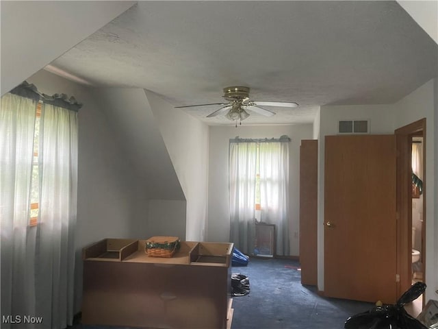 9439 Williams Rd, Diamond, OH 44412 - bedroom with a textured ceiling and a ceiling fan