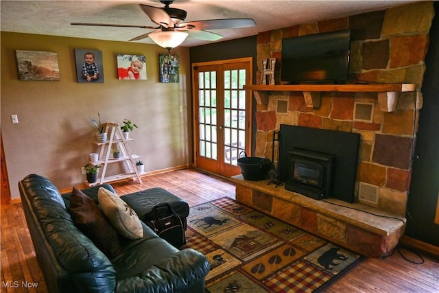 5399 N Elyria Rd, West Salem, OH 44287 - living room with baseboards, hardwood / wood-style floors, and french doors