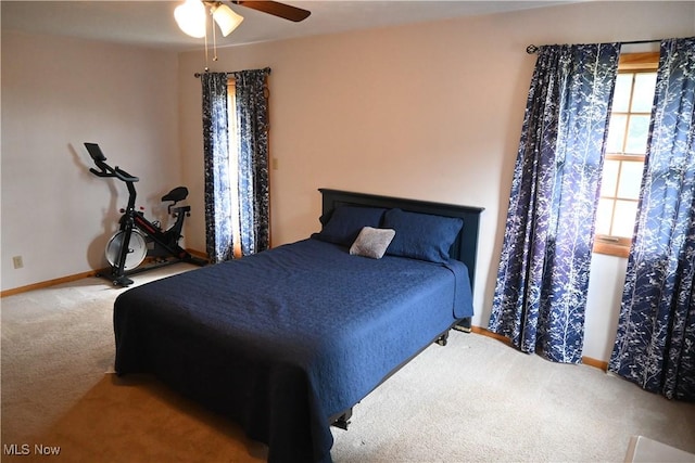 5399 N Elyria Rd, West Salem, OH 44287 - bedroom with carpet, baseboards, and a ceiling fan