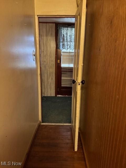 801 High St, Wellsburg, WV 26070 - corridor with dark wood finished floors and baseboards
