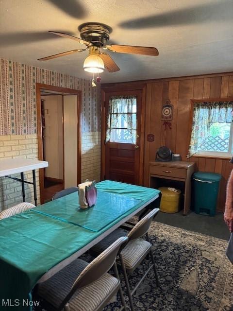 801 High St, Wellsburg, WV 26070 - recreation room with wallpapered walls and ceiling fan