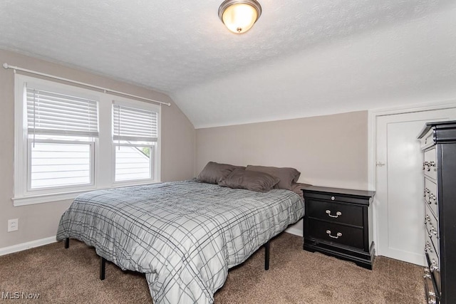 1620 S Taylor Rd, Cleveland Heights, OH 44118 - bedroom with a textured ceiling, carpet flooring, baseboards, and lofted ceiling