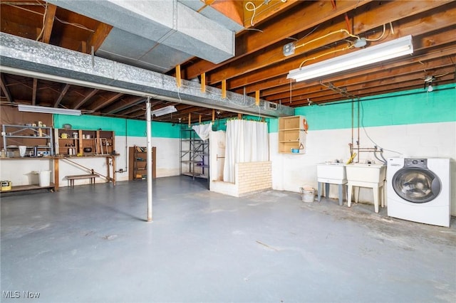 625 Henry St, Toronto, OH 43964 - unfinished basement with washer / dryer and a sink