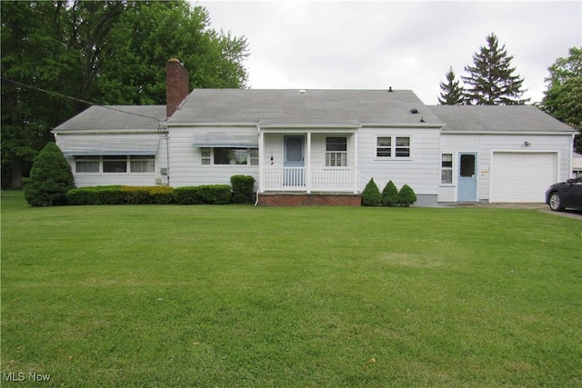 2313 W 13th St, Ashtabula, OH 44004 - single story home featuring an attached garage, a chimney, a front lawn, and a shingled roof