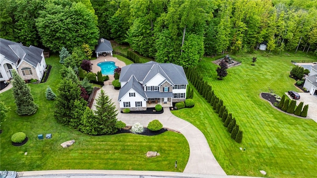 7776 Keystone Dr, Concord, OH 44077 - view from above of property featuring a pool area