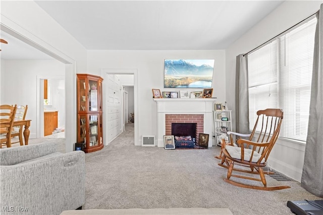 226 N 19th St, Sebring, OH 44672 - living room with healthy amount of natural light, carpet, and a fireplace