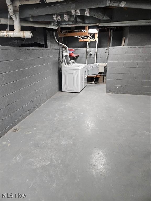 5102 Andrus Ave, North Olmsted, OH 44070 - unfinished basement with independent washer and dryer