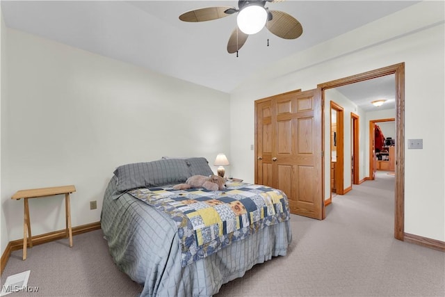 9903 Vermilion Rd, Amherst, OH 44001 - bedroom featuring light carpet, baseboards, and a ceiling fan