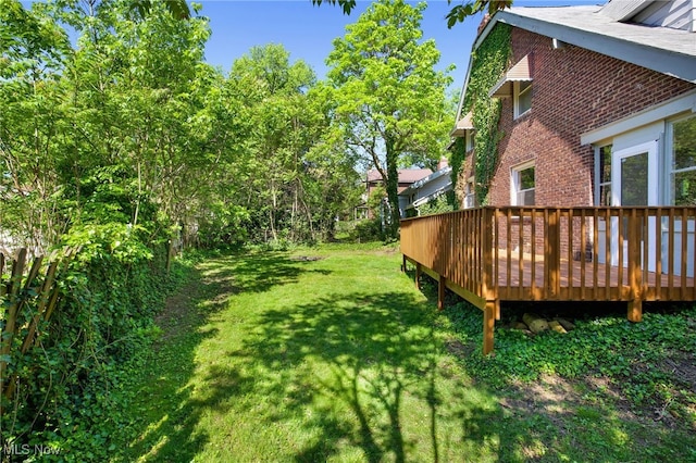 1608 Pilgrim St, Akron, OH 44305 - view of green lawn featuring a wooden deck
