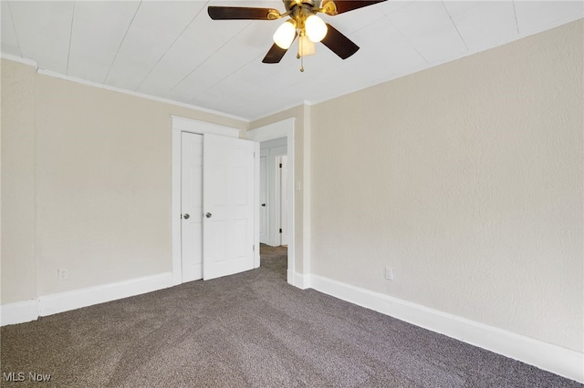 1608 Pilgrim St, Akron, OH 44305 - carpeted empty room with ceiling fan, crown molding, and baseboards